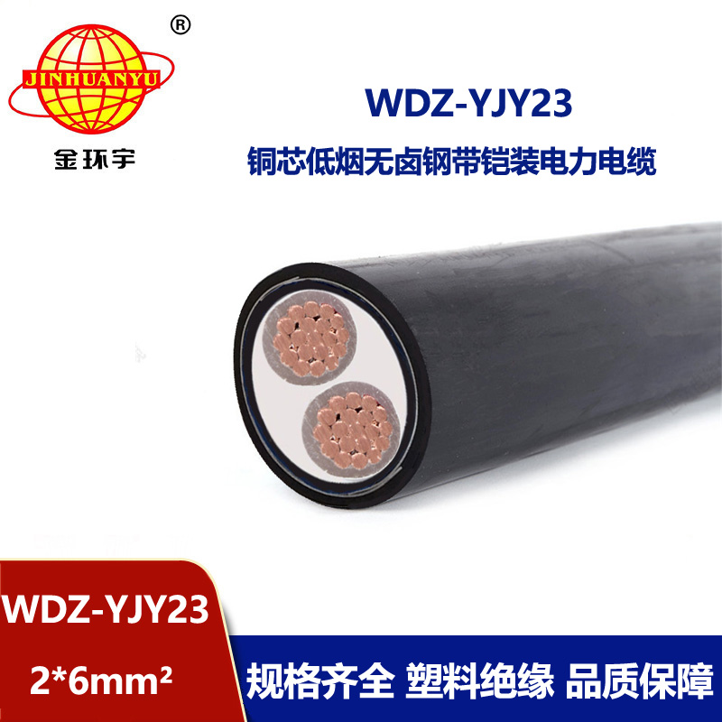 金环宇 WDZ-YJY23-2X6平方低烟无卤电缆报价 铠装电缆厂