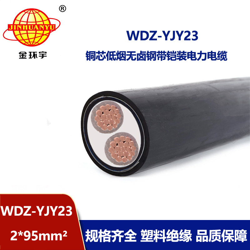 金环宇 钢带铠装电力电缆WDZ-YJY23-2X95平方 无卤低烟电缆