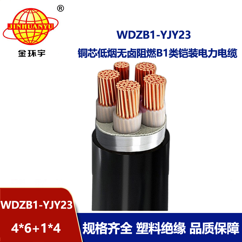 金环宇电线电缆 b1级阻燃电缆WDZB1-YJY23-4X6+1X4无卤低烟铠装电力电