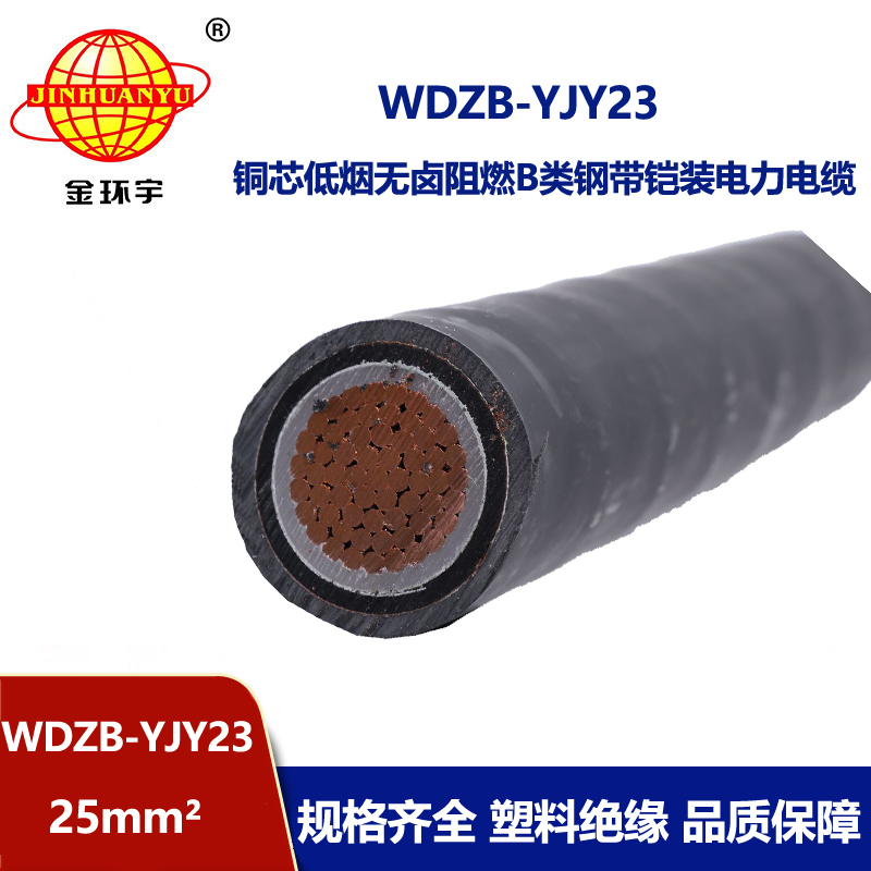 金环宇电线电缆 无卤低烟阻燃电缆WDZB-YJY23-25平方 单芯铠装电缆